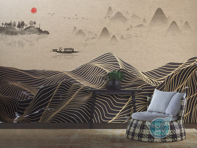 禪意入畫，山水在心 新中式抽象線條背景墻的意境營造